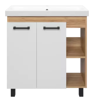 Тумба под раковину Misty Крафт 77 см П-Кра-07080-011 напольная, белая, светлое дерево