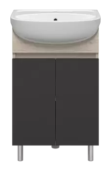 Тумба под раковину Misty Поло 48 см О-Пол07060-0142ДП напольная, светлое дерево, графит