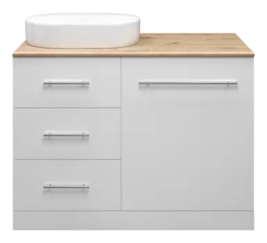 Тумба под раковину Misty Респект 120 см Э-Рес01120-13ЯЛ напольная, белая, светлое дерево