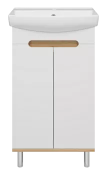 Тумба под раковину Misty Сканди 46 см Э-Ска01050-0150-2Д напольная, белая, светлое дерево