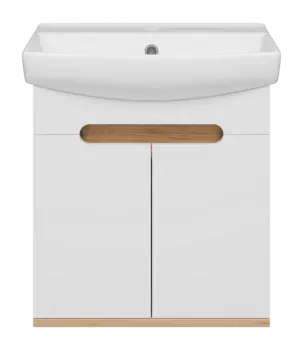 Тумба под раковину Misty Сканди 46 см Э-Ска01050-011П подвесная, белая, светлое дерево