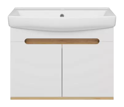 Тумба под раковину Misty Сканди 66 см Э-Ска01070-011П подвесная, белая, светлое дерево