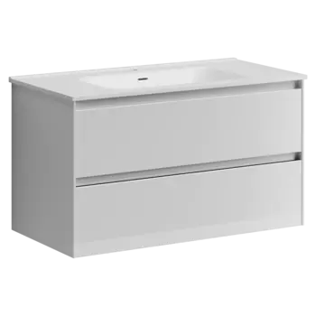 Тумба под раковину Sancos Cento 89 см CN90W подвесная, белая глянцевая