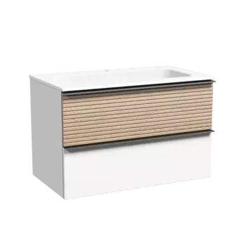 Тумба под раковину Sancos Delta 79 см DL80W подвесная, дуб светлый, белая