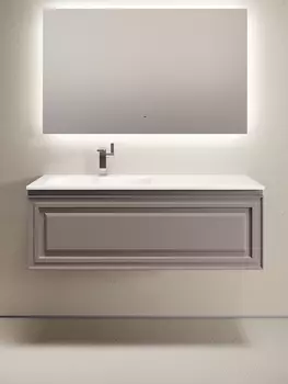 Тумба под раковину Sancos Very 120 см VR120LSM левая, подвесная, Doha Soft