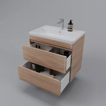 Тумба под раковину Style Line Атлантика 70 см СС-00002341 Люкс подвесная, ясень перламутр