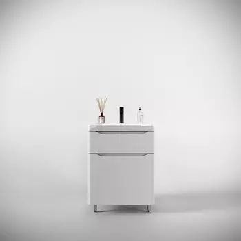 Тумба под раковину Style Line Марелла 60 см СС-00002395 Люкс антискрейтч белая матовая