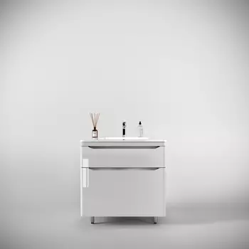 Тумба под раковину Style Line Марелла 80 см СС-00002402 Люкс антискрейтч белая глянцевая