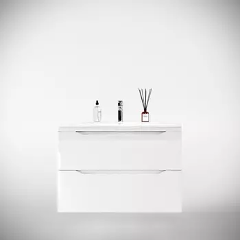 Тумба под раковину Style Line Марелла 80 см СС-00002411 Люкс антискрейтч белая глянцевая