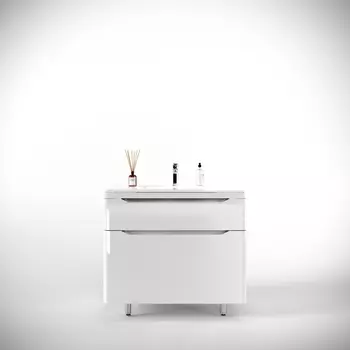 Тумба под раковину Style Line Марелла 90 см СС-00002417 Люкс антискрейтч белая глянцевая