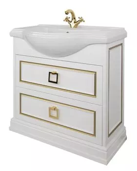 Тумба под раковину Tessoro TS-F9080-C-W-G напольная 80 белая с патиной золото
