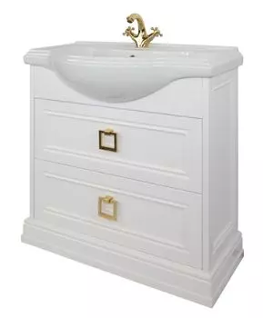 Тумба под раковину Tessoro TS-F9080-C-W-S напольная 80 белая с патиной серебро