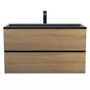 Тумба под раковину Uperwood Barsa 90 см 2937205253 черный, дуб сонома