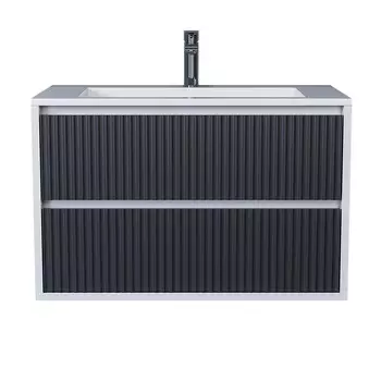 Тумба под раковину Uperwood Next Premium 80 см 3930205155 подвесная, белая, графит, 2 ящика