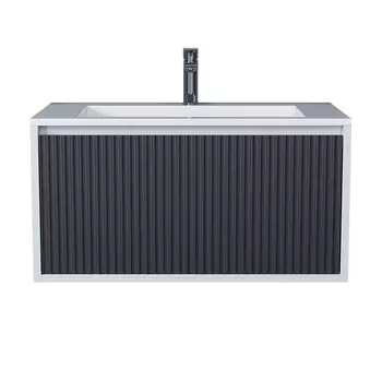 Тумба под раковину Uperwood Next Premium 80 см 3930205154 подвесная, белая, графит, 1 ящик