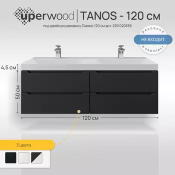 Тумба под раковину Uperwood Tanos 120 см 2910203302 подвесная, черная матовая