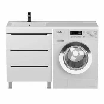 Тумба под стиральную машину Uperwood Tanos 60 см 291020259 напольная, белая с серым