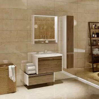 Тумба с раковиной Aquaton Капри 80 Таксония тёмная