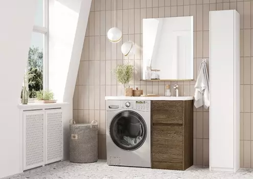 Тумба с раковиной Aquaton Лондри 105 см Дуб Кантри с фасадом