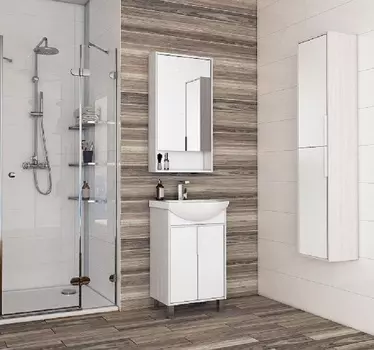 Тумба с раковиной Aquaton Рико 50 белый/ясень фабрик