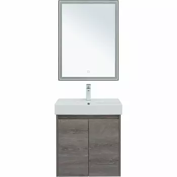 Тумба с раковиной Aquanet Nova Lite 60 см подвесная 2 дверцы, дуб рошелье