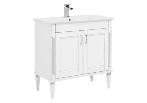 Тумба с раковиной Aquanet Селена 90 белый/серебро