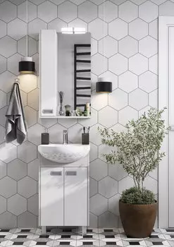 Тумба с раковиной Aquaton Бекка PRO 65 см, напольная, белая