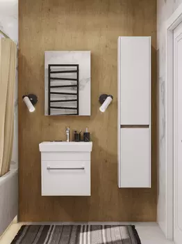 Тумба с раковиной Aquaton Поль 50 см подвесная, белая