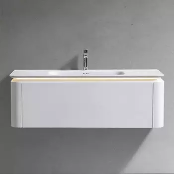 Тумба с раковиной Black&White 120 см U925.1200 матовая молочная белая, с подсветкой