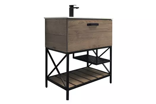 Тумба с раковиной Comforty Бредфорд 00-00008074 75 см, темно-коричневая