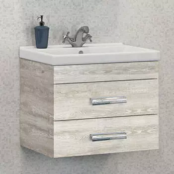 Тумба с раковиной Comforty Никосия 60 дуб белый 00004138879