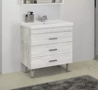 Тумба с раковиной Comforty Никосия 80 дуб белый 00004142204