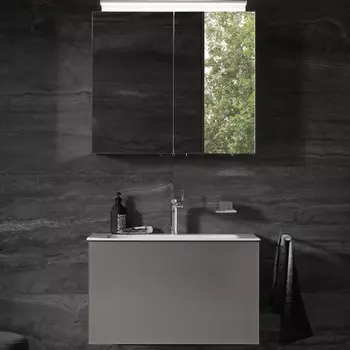 Тумба с раковиной Keuco Plan 81 см подвесная, серая