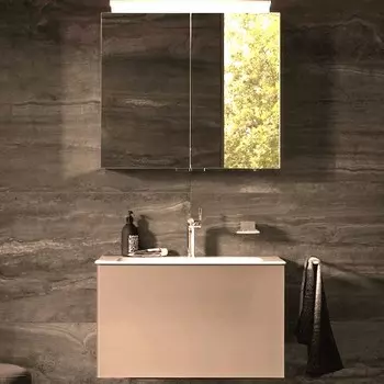 Тумба с раковиной Keuco Plan 81 см подвесная, коричневая