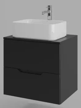 Тумба с раковиной Orange Line 60 см Li-60TubMDF+B02-460W черная матовая
