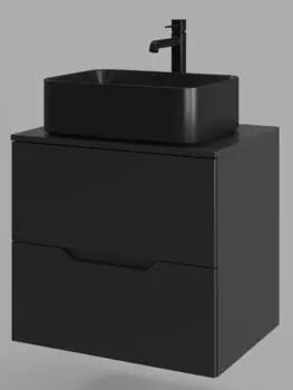 Тумба с раковиной Orange Line 60 см Li-60TubMDF+B02-460MB черная матовая
