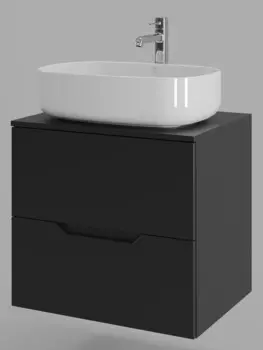 Тумба с раковиной Orange Line 60 см Li-60TubMDF+B07-540W черная матовая