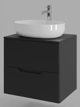 Тумба с раковиной Orange Line 60 см Li-60TubMDF+B05-520W черная матовая