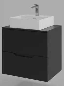 Тумба с раковиной Orange Line 60 см Li-60TubMDF+B04-405W черная матовая