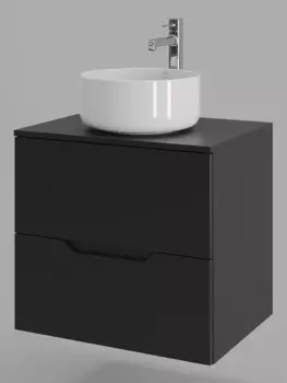 Тумба с раковиной Orange Line 60 см Li-60TubMDF+B07-345W черная матовая