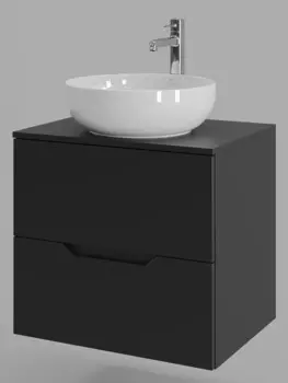 Тумба с раковиной Orange Line 60 см Li-60TubMDF+B07-420W черная матовая