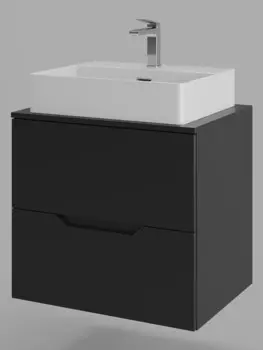 Тумба с раковиной Orange Line 60 см Li-60TubMDF+B04-500W черная матовая