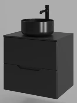 Тумба с раковиной Orange Line 60 см Li-60TubMDF+B07-345B черная матовая