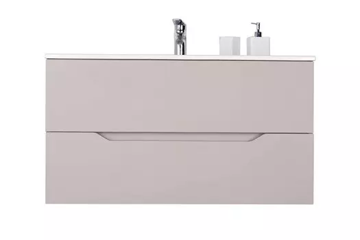 Тумба с раковиной Orange Line Li-100TuL+Ra 101 см, подвесная, бежевая матовая