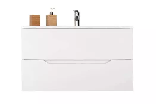 Тумба с раковиной Orange Line Li-100Tuw+Ra 101 см, подвесная, белая матовая