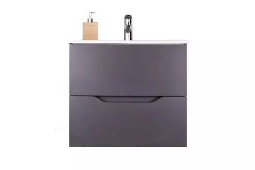 Тумба с раковиной Orange Line Li-60Tug+Ra 61 см, подвесная, графит матовая