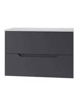 Тумба с раковиной Orange Line Li-70Tug+Ra 71 см, подвесная, графит матовый