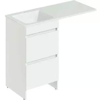 Тумба с раковиной Orange Optima ST-110TUW+RAL 110 см, левая, напольная, белая глянцевая