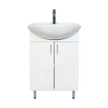 Тумба с раковиной Orange Роса LA-50TUW+RA 50 см, напольная, белая глянцевая