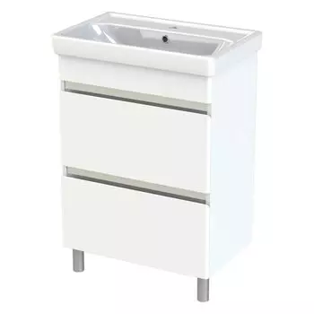 Тумба с раковиной Orange Topline-Lyon TLNF60 60 см, напольная, белая глянцевая